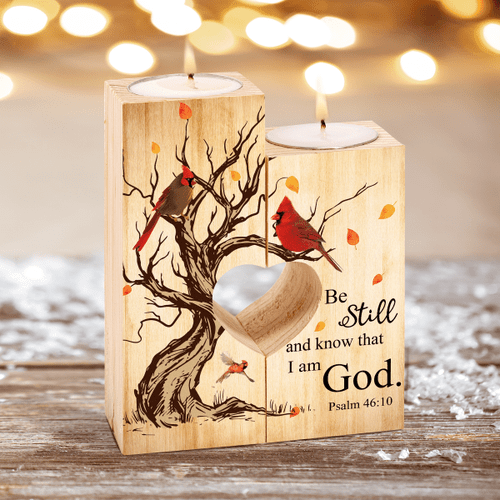  Cardinal Be Still And Know That Candle Holder With Heart VP