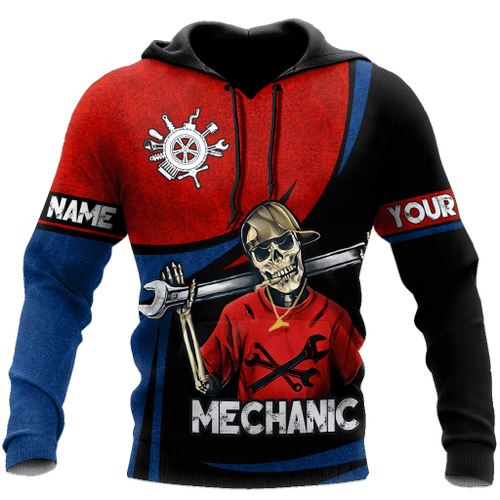  Customized Name Auto Skull Mechanic All Over Printed Unisex Shirts