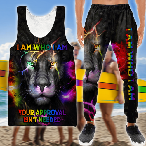  LGBT Pride I Am Who I Am Customized Name Printed Combo Tanktop + Sweatpants