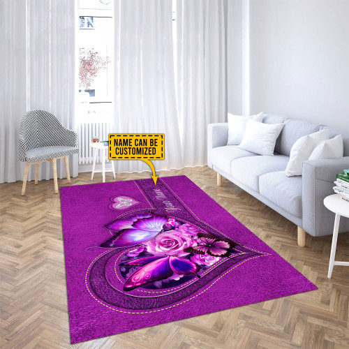  Customized Name Butterfly Pink Color Rug