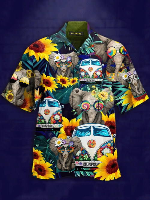 Elephant Hippie 3D All Over Printed Hawaiian Shirt
