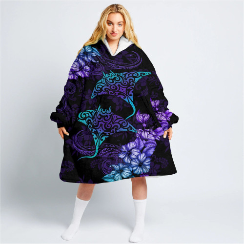 Beautiful Ray Hibiscus Hawaii Unisex oversized wearable blanket BeeBuble