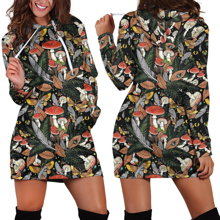 Beautiful Forest Mushroom Hoodie Dress DC Fashion - Amaze Style™-Apparel