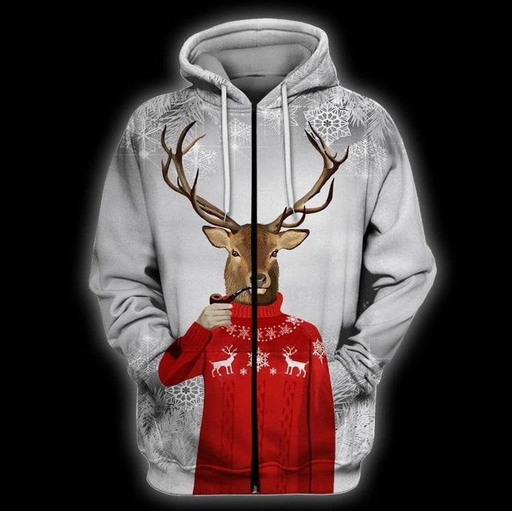 Snowflake Deer Printed 3D All Over DC041 - Amaze Style™-Apparel