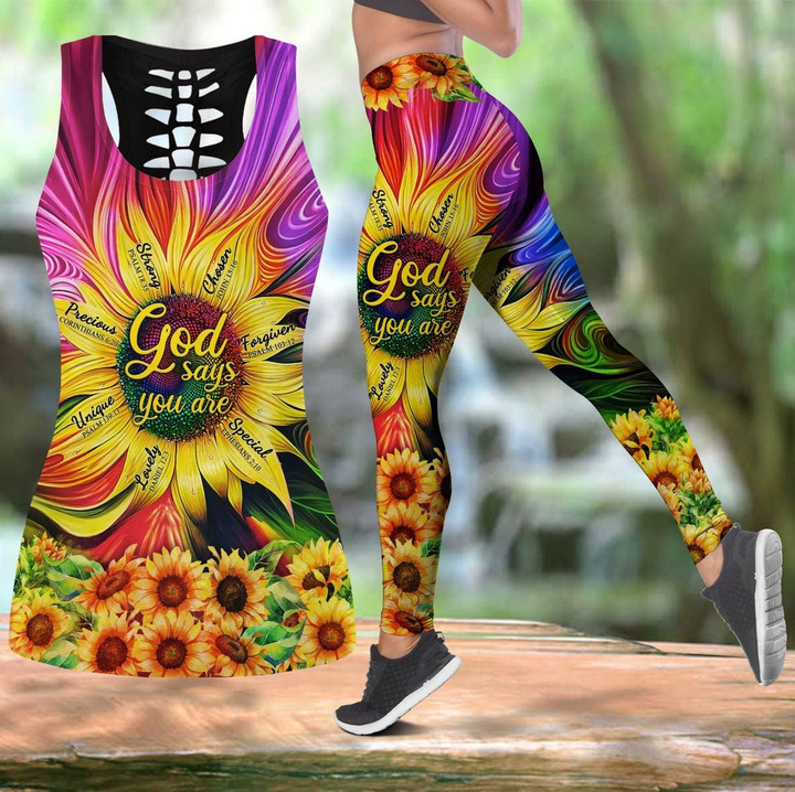 Sunflower Combo Legging + Tank Top God Say You Are