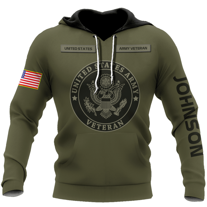 US Veteran Persionalized Name 3D All Over Printed Unisex Hoodie