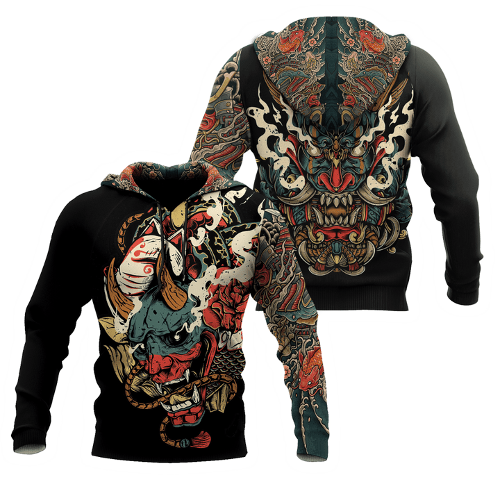 Oni Mask Tattoo 3D Over Printed Shirt for Men and Women