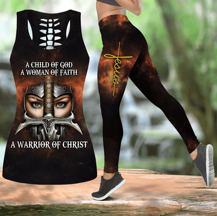 Jesus Christ Child of God Woman of Faith Warrior of Christ 3D Printed Combo Legging and Tanktop for Women