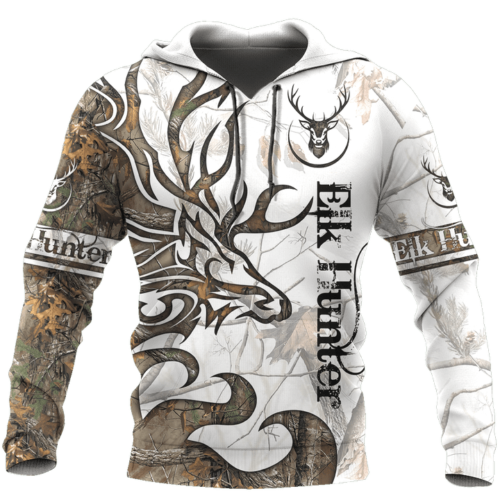 Beautiful Elk Huntaholic Half Camouflage Forest - 3D All Over Printed Style for Men and Women