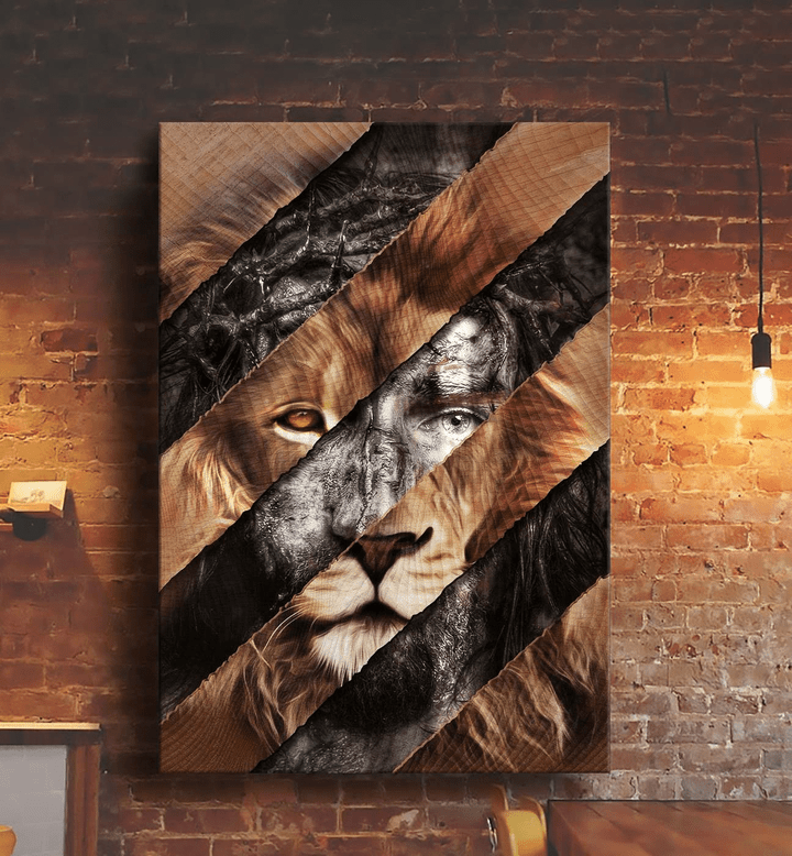 King Jesus and Lion Portrait Canvas Print - Wall Art