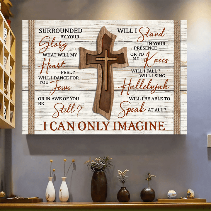 Wooden cross I can only imagine Jesus Landscape Canvas Print Wall Art