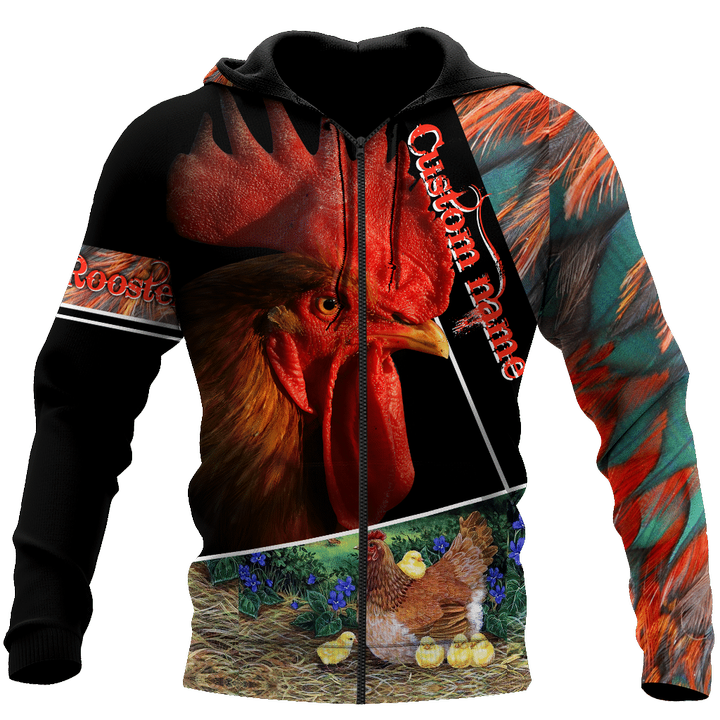 Premium Rooster Customize Name 3D Printed Unisex Shirts