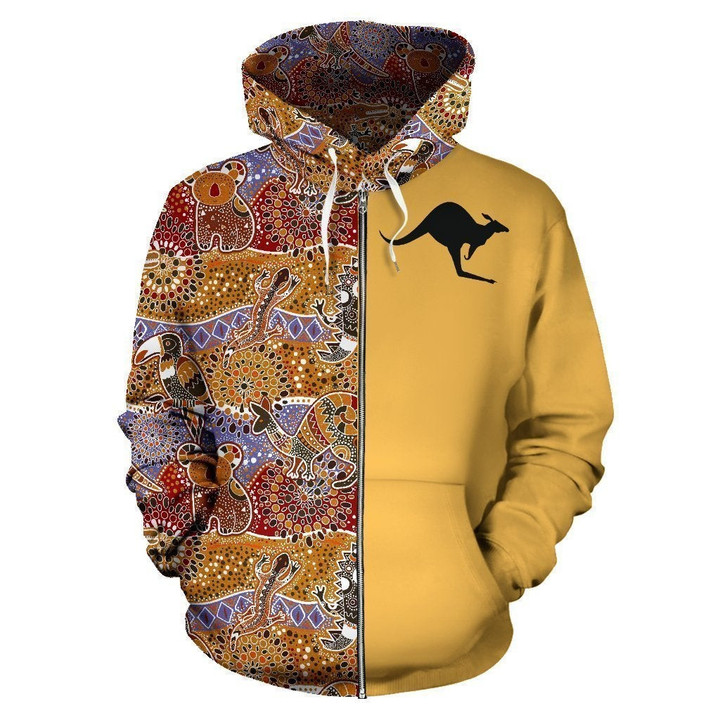 Australia Hoodie Aboriginal Kangaroo In My Heart NNK 1415 - Amaze Style™-Apparel