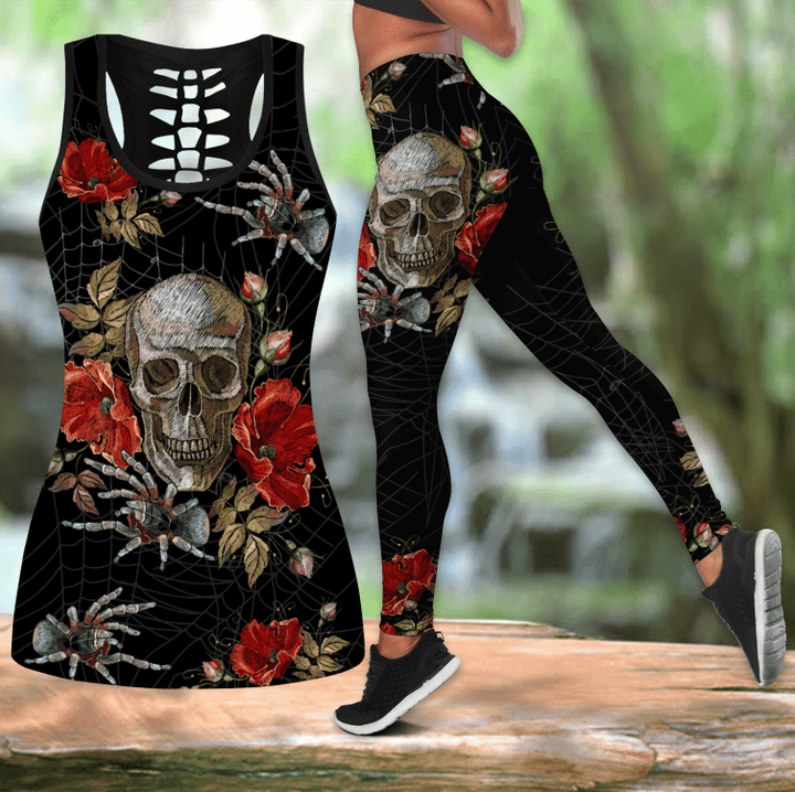 Love Skull 3d all over printed tanktop & legging outfit for women QB06042001