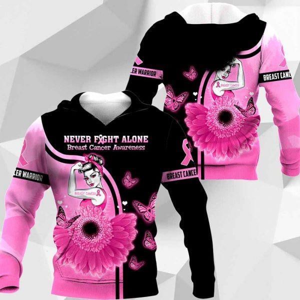 3D Breast Cancer Never Fight Alone Sunflower Girl Hoodie T-Shirt Sweatshirt SU110307 - Amaze Style™-Apparel