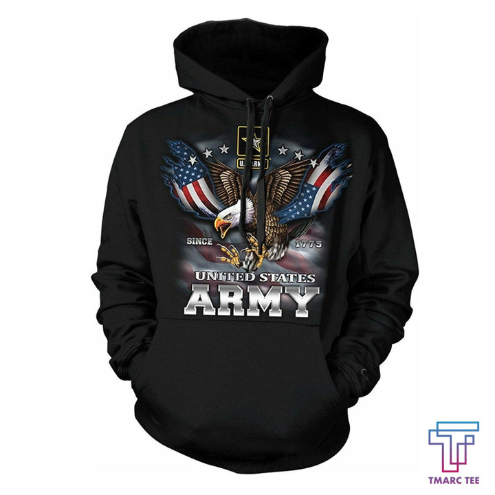 US Army Hoodie Since 1775 Eagle with American Flag Wings HC1702 - Amaze Style™-Apparel