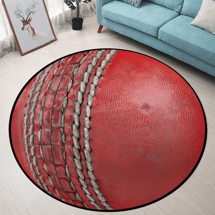  Cricket Ball Decor printed Circle Rug