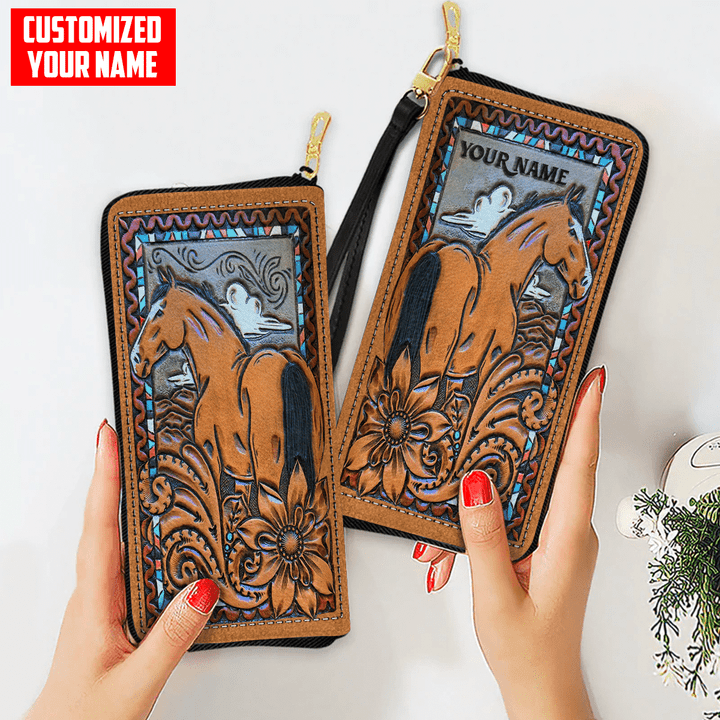  Horse All Over Printed Leather Wallet NH