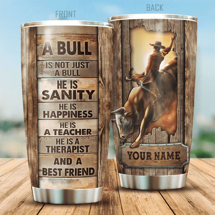  Personalized Name Bull Riding Stainless Steel Tumbler PH