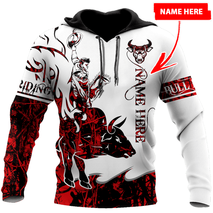  Personalized Name Bull Riding Unisex Shirts Red Tattoo