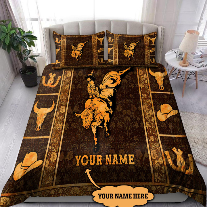  Personalized Name Bull Riding Bedding Team Floral Rodeo