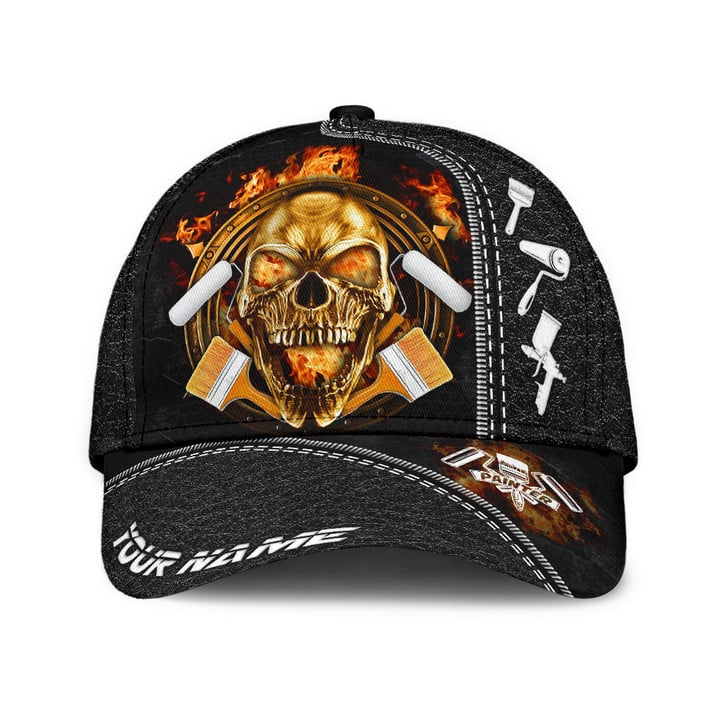  Personalized Name Painter Classic Cap Fire Skull