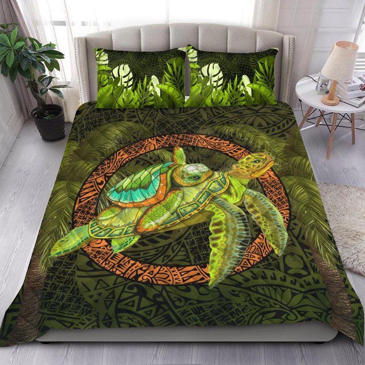  Premium Turtle Palm Tree Quilt Bed Set