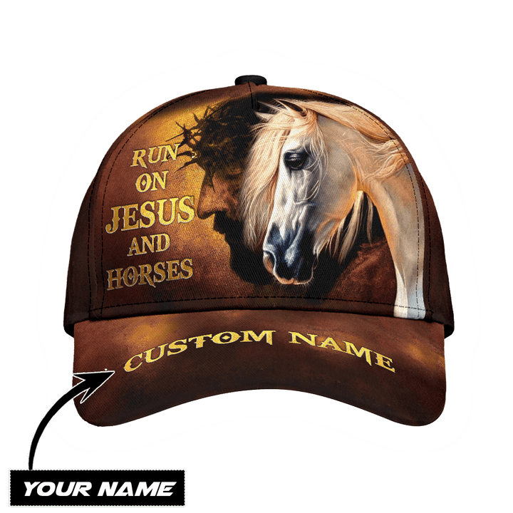  Personalized Name Rodeo Classic Cap Runs On Jesus And Horses Ver