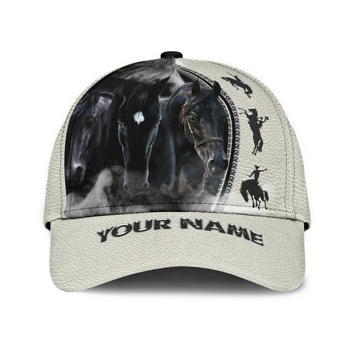 Personalized Name Rodeo Classic Cap Black Horses Ver