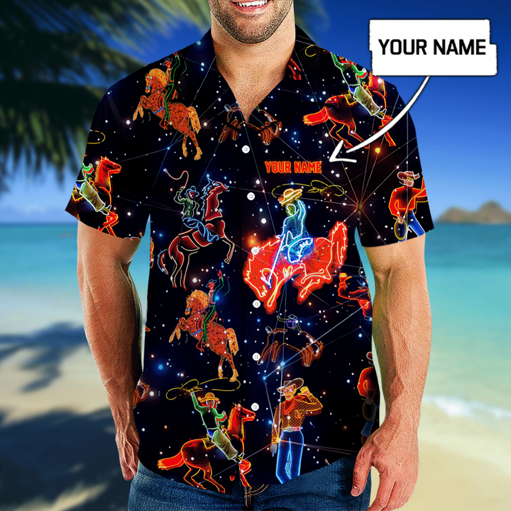  Personalized Name Rodeo Tropical Hawaii Shirt Galaxy Pattern
