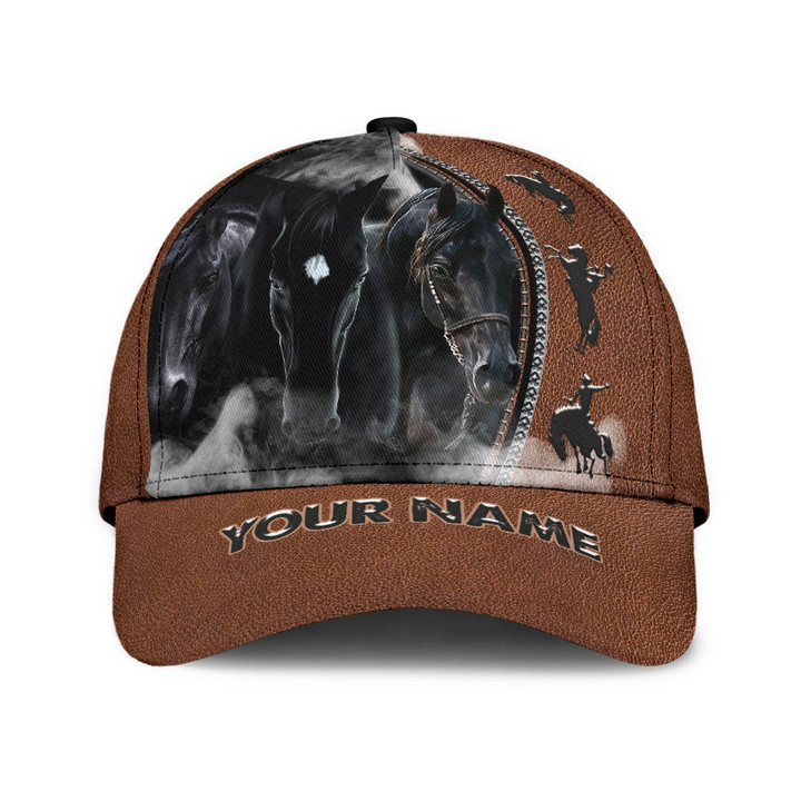  Personalized Name Rodeo Classic Cap Black Horses Ver