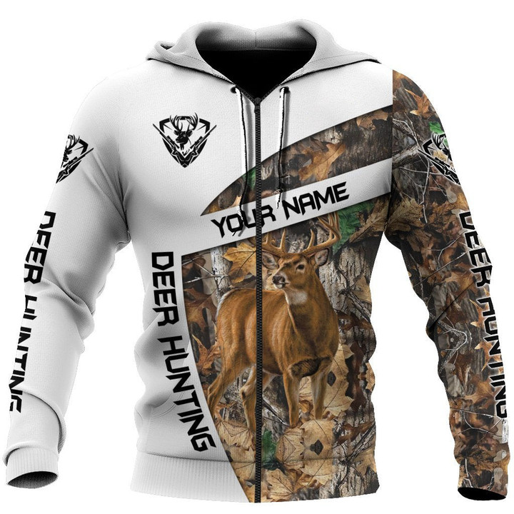  Deer Hunting Customize Name White D hoodie shirt for men and women