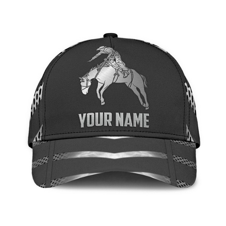  Personalized Name Rodeo Classic Cap Metal Pattern Horse Rider Ver
