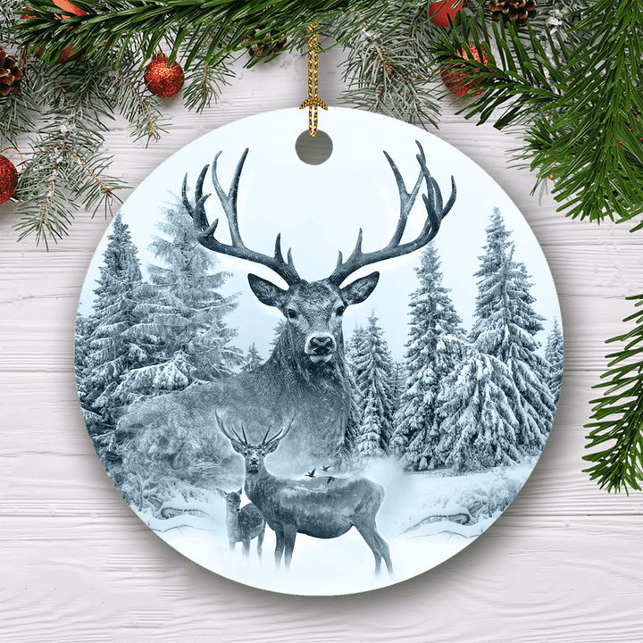  White Deer Hunting Christmas Ornament