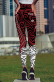 New Zealand Maori Fern Red Edition High Waist Leggings NVD - Amaze Style™-Apparel