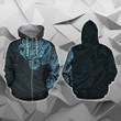 Maori Tattoo Style All Over Hoodie Blue Version - Amaze Style™-Apparel