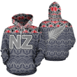 New Zealand Maori Sillver Fern Over - Hoodie - BN09 - Amaze Style™-Apparel