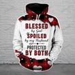 Blessed By God Spoiled By My Husband Red Buffalo Hoodie Set Hoodie and Legging 14062105.CTA