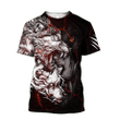 Red Thunder Wolf Tattoo Tshirt 3D All Over Printed Shirt for Men and Women