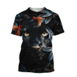 Flower Black Panther Over Printed T-shirt for Men and Women