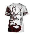 Beautiful Elk Huntaholic Half Camouflage in Deep Red Color - 3D All Over Printed Style for Men and Women