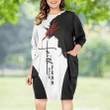 Faith Over Fear Christian Jesus 3D Printed Design Oversize Long Sleeve Midi Tunic Dress