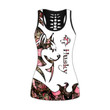 Husky Dog tattoos combo outfit legging + hollow tank for women PL