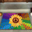 Happy Sunflower Hippie Easy Clean Welcome DoorMat | Felt And Rubber | DO1200