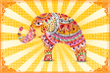 Elephant Multi Color Sun Background Easy Clean Welcome DoorMat | Felt And Rubber | DO1352