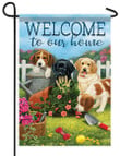 Welcome Mischievous Pups Garden Decor Flag | Denier Polyester | Weather Resistant | GF1294