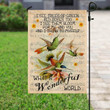 What A Wonderful World Hummingbird Garden Decor Flag | Denier Polyester | Weather Resistant | GF2043