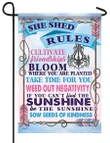 She Shed Rules Garden Decor Flag | Denier Polyester | Weather Resistant | GF1355