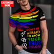  Personalized LGBT Don't Be Afraid To Show Your True Colors Wings PRIDE 2022 LGBTQ Flag Combo T-Shirt + Board Shorts