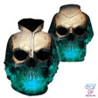 3D Effect Skull Print Pullover Hoodie Green HC0604 - Amaze Style™-Apparel